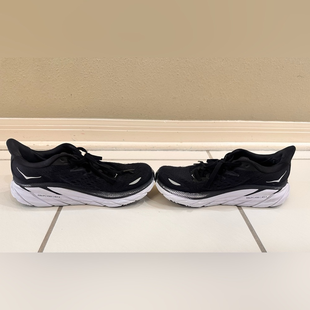 Womens Hoka One One Clifton 8 Black Running Sneakers Shoes 1119394 BWHT S: 6 B - Picture 5 of 10